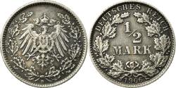 World Coins - Coin, GERMANY - EMPIRE, 1/2 Mark, 1906, Munich, , Silver, KM:17