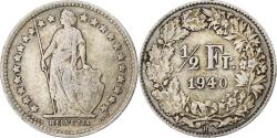 World Coins - Coin, Switzerland, 1/2 Franc, 1940, Bern, , Silver, KM:23