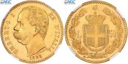 World Coins - Italy, Umberto I, 50 Lire, 1884, Rome, Gold, NGC, , KM:25