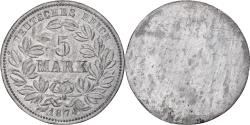World Coins - Kingdom of Bavaria, Ludwig II, 5 Mark, 1874, Uniface Reverse Die Trial, Tin