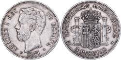 World Coins - Coin, Spain, Amadeao I, 5 Pesetas, 1871, Madrid, , Silver, KM:666