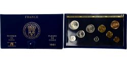 World Coins - France, Coffret 1 c. à 10 frs., 1981, MDP, série FDC,