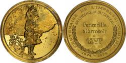World Coins - France, Medal, La Petite Fille à l'arrosoir, Auguste Renoir, Vermeil,