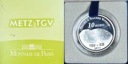 World Coins - France, 10 Euro, gare de Metz TGV, 2011, Monnaie de Paris, BE,