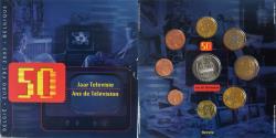 World Coins - Belgium, Coffret 1c. à 2€ + jeton, 50 Ans de Télévision, 2003, Brussels