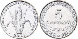 World Coins - EAST TIMOR, 5 Centavos, 2004, Lisbon, Nickel Clad Steel, , KM:2