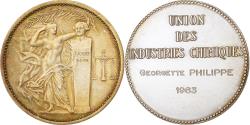 World Coins - France, Medal, Union des Industries Chimiques, 1983, Silvered bronze,