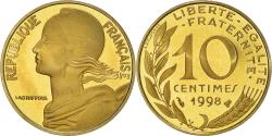 World Coins - Coin, France, Marianne, 10 Centimes, 1998, Paris, Proof,