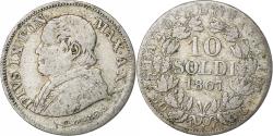 World Coins - ITALIAN STATES, PAPAL STATES, Pius IX, 10 Soldi, 50 Centesimi, 1867, Rome