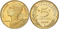 World Coins - France, 5 Centimes, Marianne, 2000, Paris, Série BE / Proof, Aluminum-Bronze