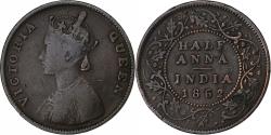 World Coins - Coin, INDIA-BRITISH, Victoria, 1/2 Anna, 1862, , Copper, KM:468