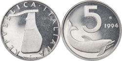 World Coins - Coin, Italy, 5 Lire, 1994, Rome, Proof, , Aluminum, KM:92