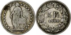 World Coins - Switzerland, 1/2 Franc, 1900, Bern, Silver,