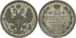 World Coins - Russia, Nicholas II, 20 Kopeks, 1913, St. Petersburg, , Silver,KM 22a.1