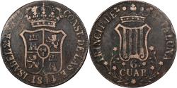 World Coins - Principality of Catalonia, Isabel II, 6 Quartos, 1844, Barcelona, Copper