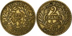 World Coins - Tunisia, Anonymous, 2 Francs, 1921/AH1340, Paris, Aluminum-Bronze,
