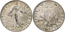 World Coins - France, 50 Centimes, Semeuse, 1908, Paris, Silver, , Gadoury:420
