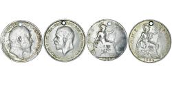 World Coins - Coin, United Kingdom, pair of penny earrings, 1909 & 1936, Silver-plated