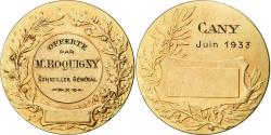 World Coins - France, Medal, Offerte par M. Roquigny, Conseiller Général, 1933, Gilt Bronze