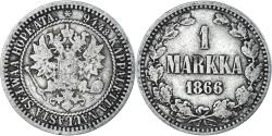 World Coins - Coin, Finland, Alexander II, Markka, 1866, Helsinki, , Silver, KM:3.1