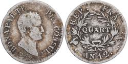 World Coins - France, Napoléon Bonaparte, Quart, An 12, Paris, Silver, , Gadoury:346