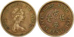 World Coins - Hong Kong, Elizabeth II, 50 Cents, 1977, Nickel-brass, , KM:41