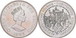 World Coins - Guernsey, 2 Livres, 1993, Royal Mint, Couronnement de la Reine Elizabeth