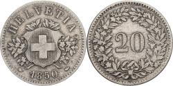 World Coins - Switzerland, 20 Rappen, 1850, Strasbourg, Billon,
