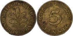 World Coins - Germany, 5 Pfennig, 1950, Stuttgart, Brass Clad Steel, , KM:107