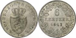 World Coins - German States, HESSE-DARMSTADT, Ludwig II, 6 Kreuzer, 1842, Silver,