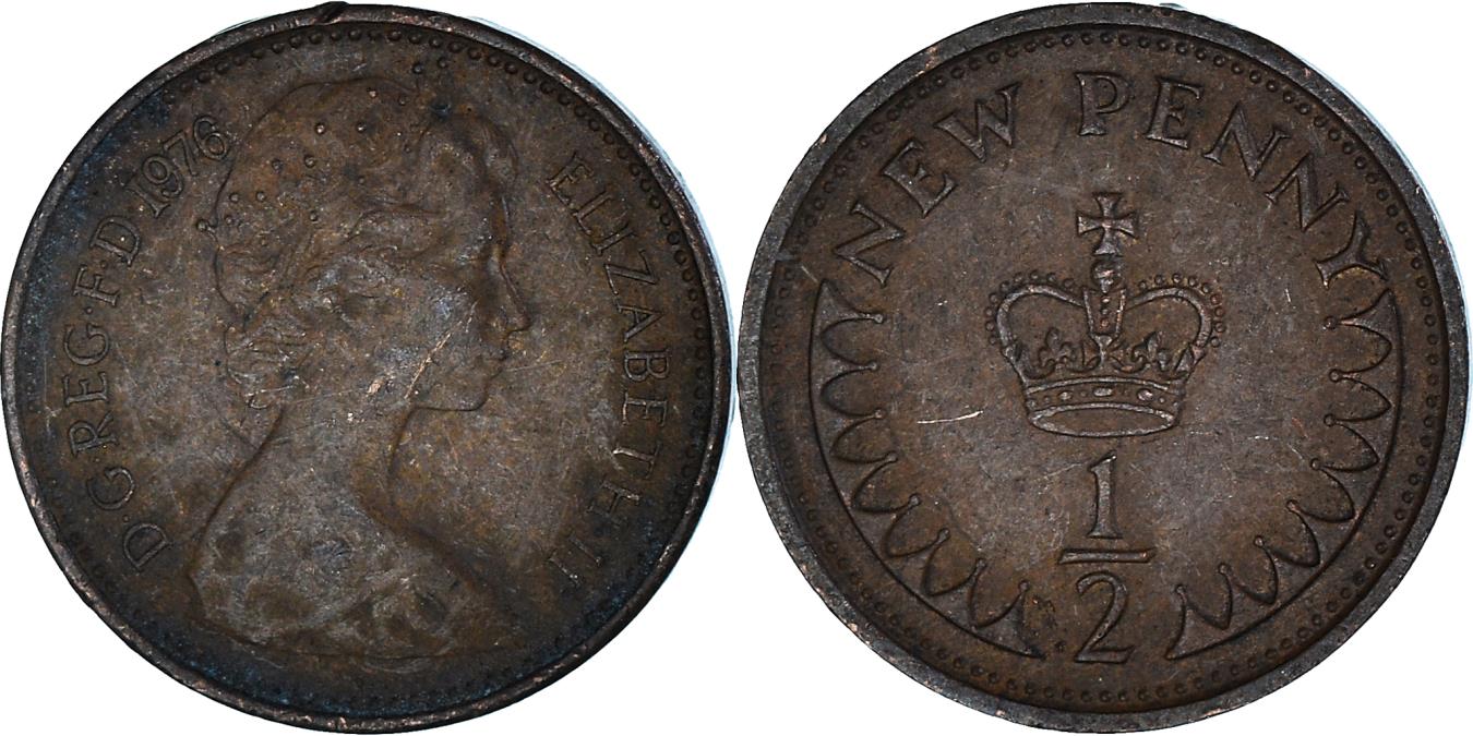 1973 UK One New Penny Coin Queen Elizabeth II Great Britain England
