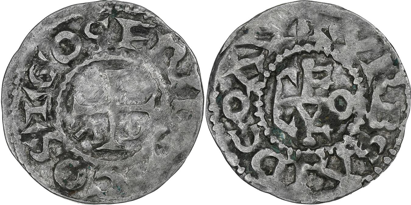 France, Comté d'Anjou, Geoffroi II, Denier, ca. 1040-1060, Angers, Billon
