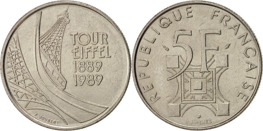 Belle Épreuve 5 francs Tour Eiffel 1989 Paris F5.1200 3 fmd_617845 Modernes