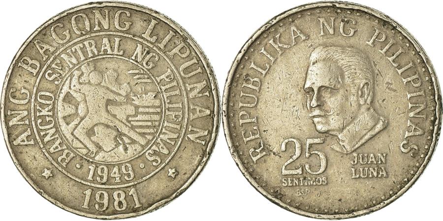 Coin, Philippines, 25 Sentimos, 1981, , Copper-nickel, KM:227