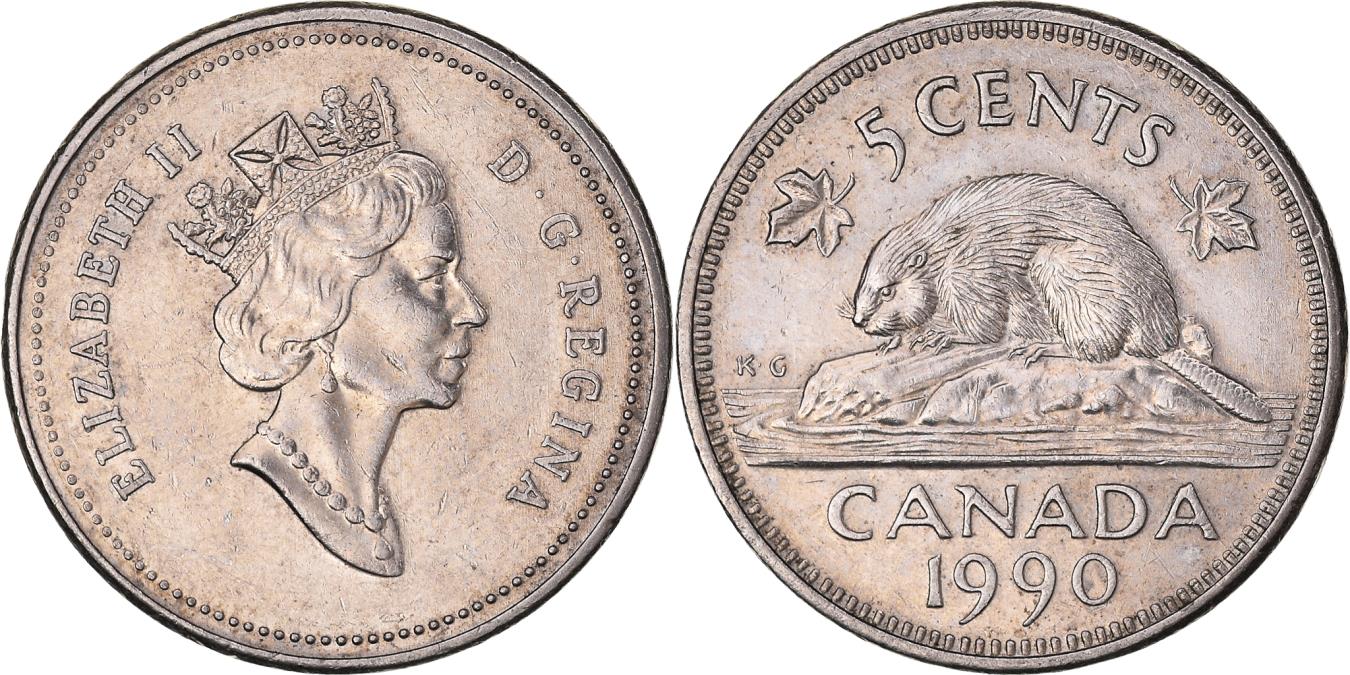 Coin, Canada, 5 Cents, 1990 | North & Central American and Caribbean Coins