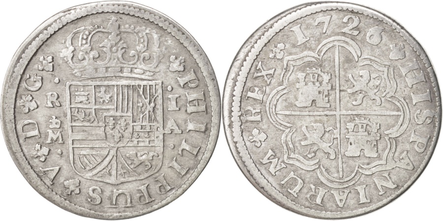 Монета DG 1627. Старые монеты Испании Реал.
