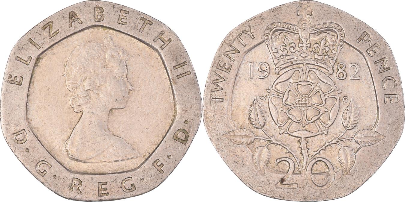 Coin, Great Britain, Elizabeth II, 20 Pence, 1982, BU, , Copper-nickel