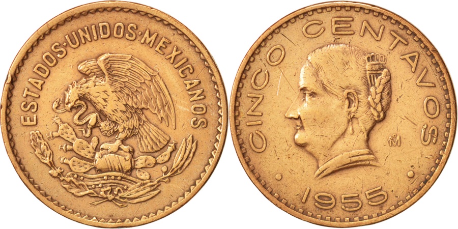 World Coins - Mexico, 5 Centavos, 1955, Mexico City, , Bronze, KM:424