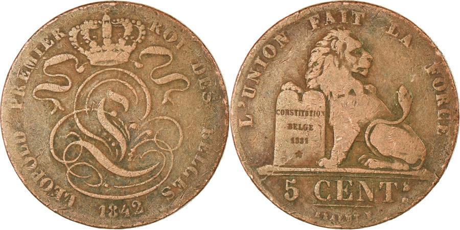 Coin, Belgium, Leopold I, 5 Centimes, 1842, , Copper, KM5.1 European