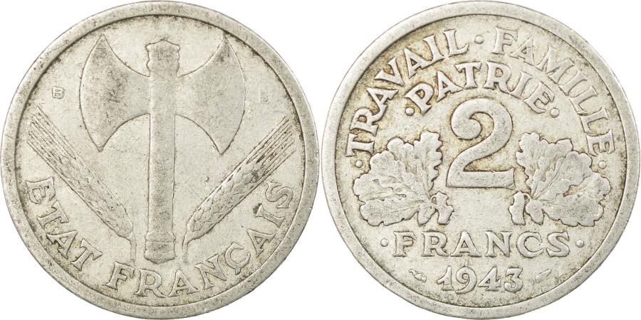 World Coins - Coin, France, Bazor, 2 Francs, 1943, Beaumont - Le Roger, , Aluminum