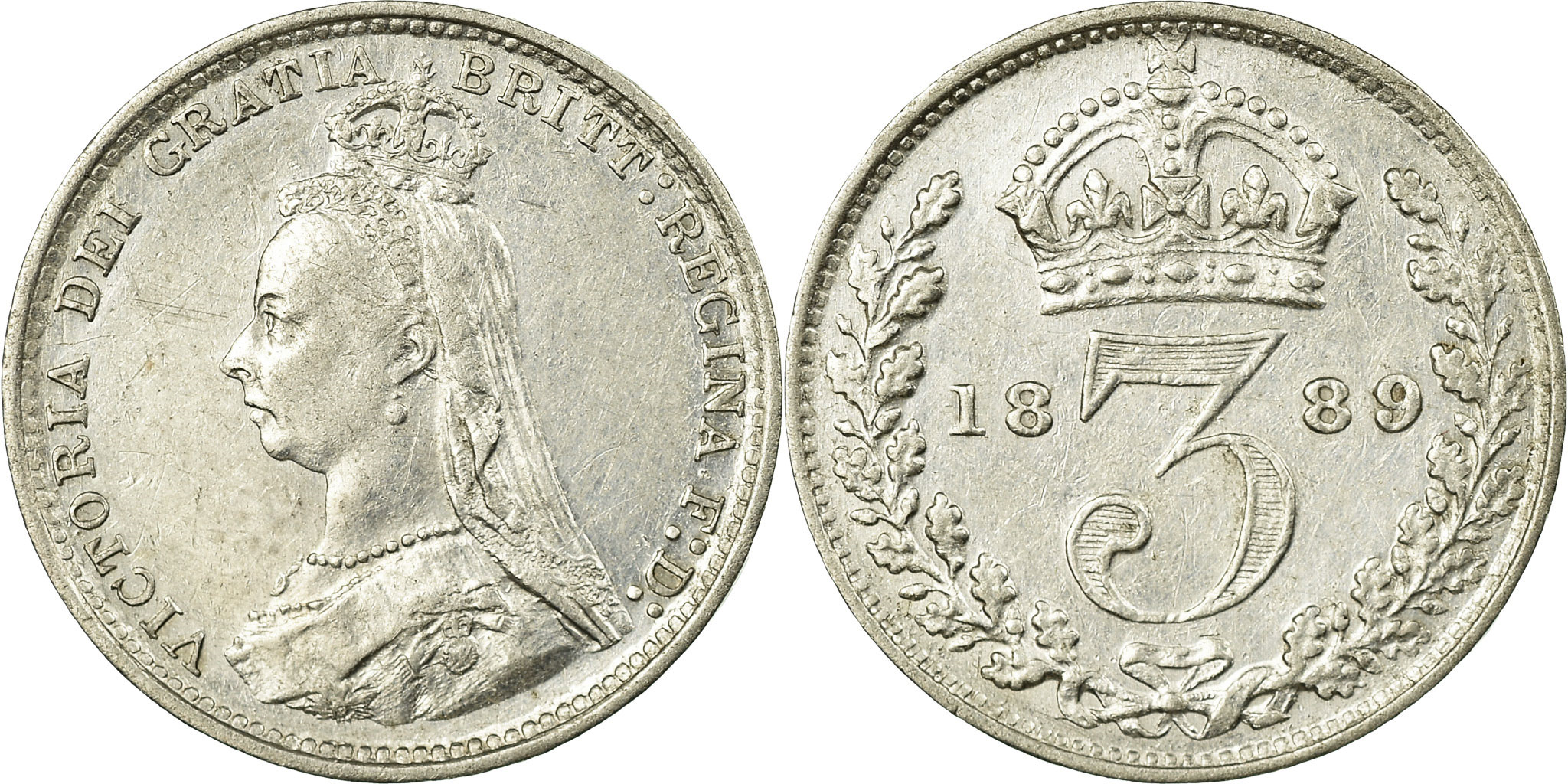 Coin, Great Britain, Victoria, 3 Pence, 1889, , Silver, KM:758