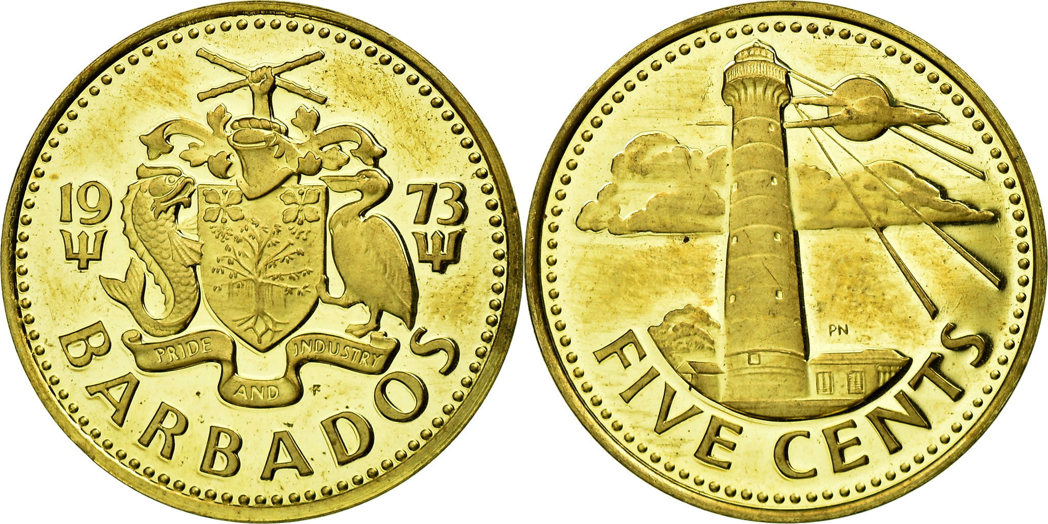 バルバドス　5ドル 銀貨　1973年 BARBADOS FIVE DOLLARS 5 Dollars - Elizabeth II (Set Issue; Silver Proof
