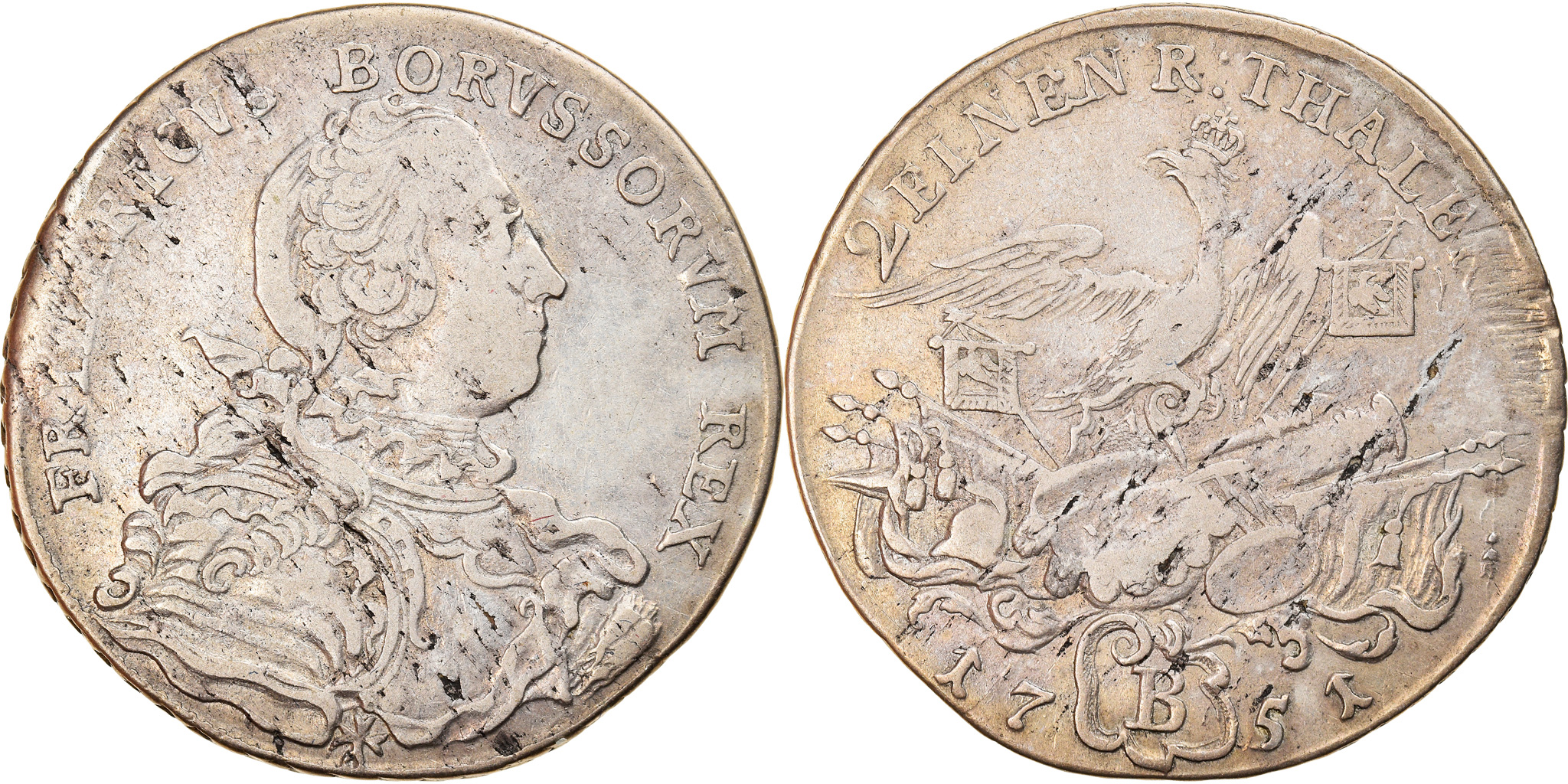 Coin, German States, PRUSSIA, Friedrich II, 1/2 Thaler, 1751