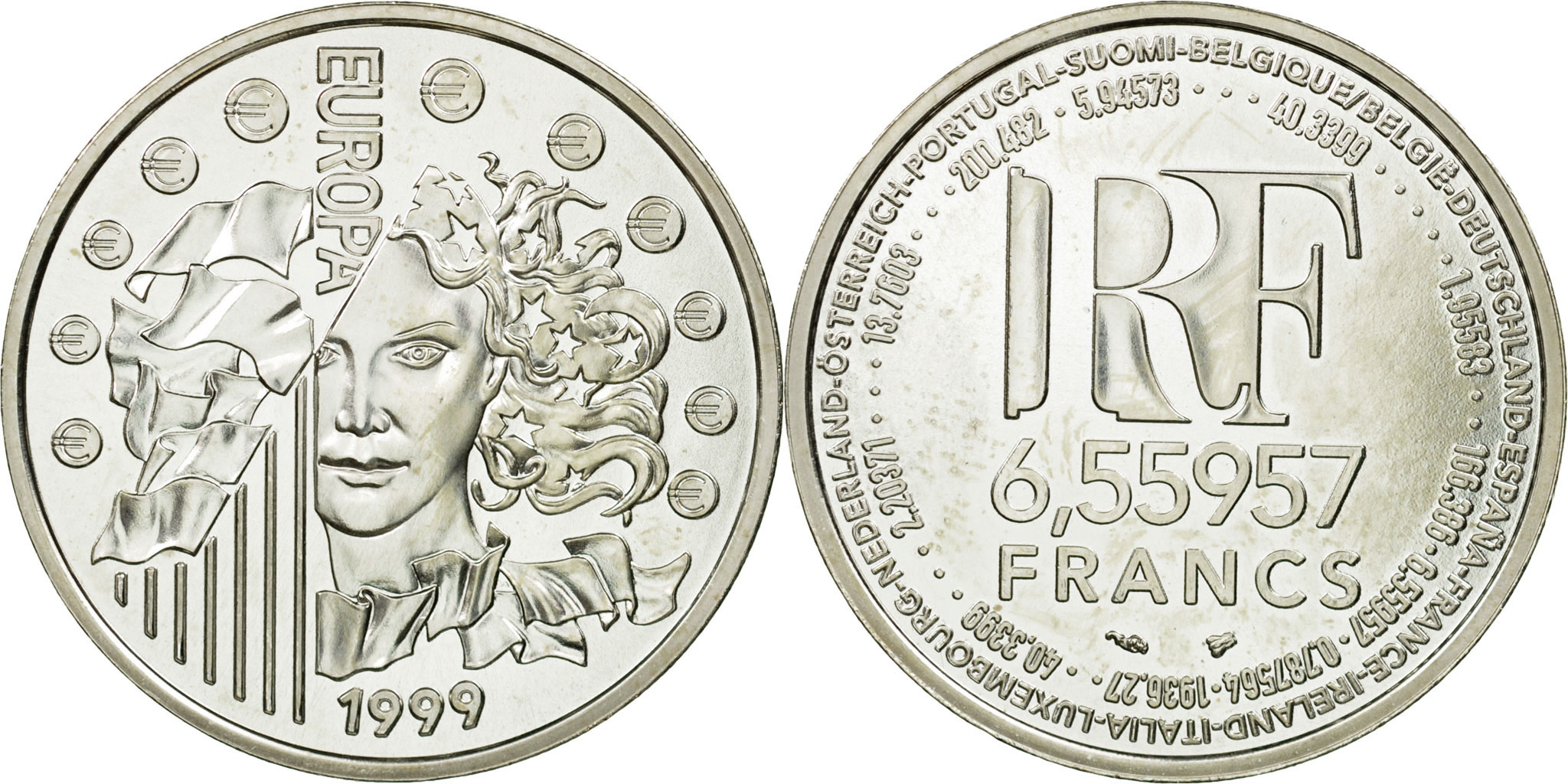 Coin, France, 6.55957 Francs, 1999, , Silver, KM:1258 | European Coins