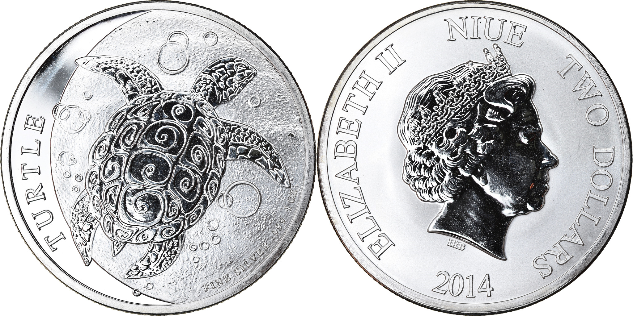 Coin, Niue, Elizabeth II, Hawksbill Turtle, 2 Dollars, 2014, 1 Oz,
