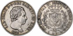 World Coins - Kingdom of Sardinia, Carlo Felice, 5 Lire, 1829, Turin, Silver,