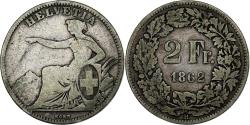 World Coins - Switzerland, 2 Francs, 1862, Bern, Silver, , KM:10a