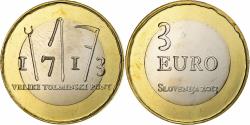 World Coins - Slovenia, 3 Euro, Tolmin Peasant Revolt, 2013, Kremnica, Bi-Metallic,