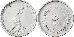 World Coins - Turkey, 2-1/2 Lira, 1963, Istanbul, Stainless Steel, , KM:893.1