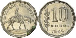 World Coins - Coin, Argentina, 10 Pesos, 1964, , Nickel Clad Steel, KM:60
